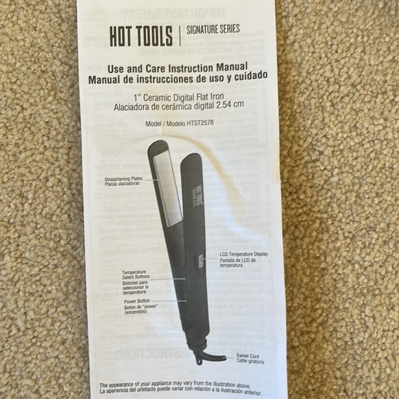 New without box Hot Tools 1” ceramic digital flat iron - Picture 6 of 8